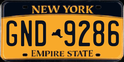 NY license plate GND9286