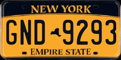NY license plate GND9293