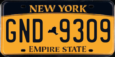 NY license plate GND9309
