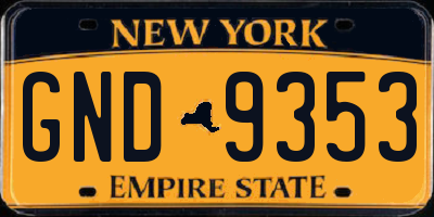 NY license plate GND9353