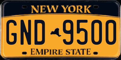 NY license plate GND9500