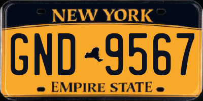 NY license plate GND9567