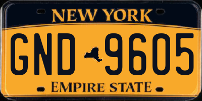 NY license plate GND9605