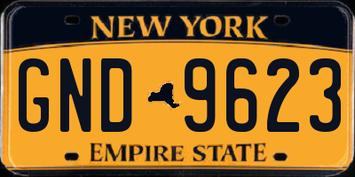 NY license plate GND9623