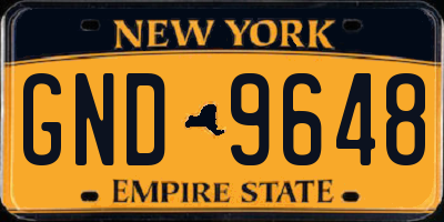 NY license plate GND9648