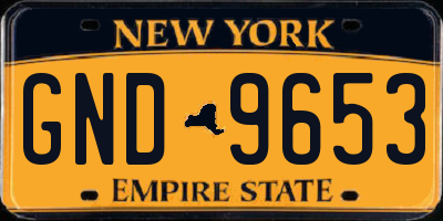 NY license plate GND9653