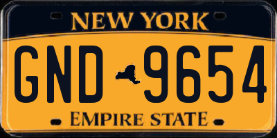 NY license plate GND9654