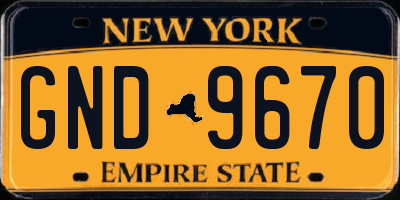 NY license plate GND9670
