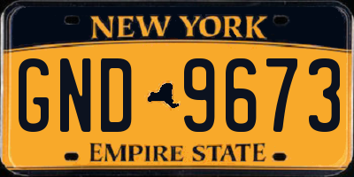 NY license plate GND9673