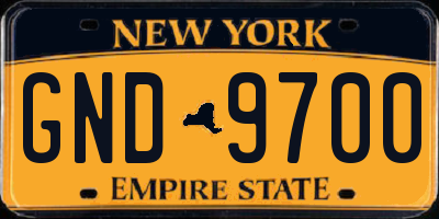 NY license plate GND9700