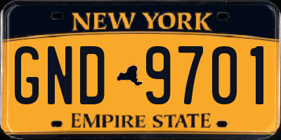 NY license plate GND9701
