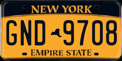 NY license plate GND9708