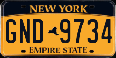 NY license plate GND9734
