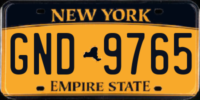 NY license plate GND9765