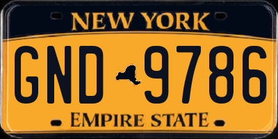 NY license plate GND9786