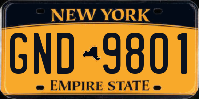 NY license plate GND9801