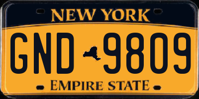 NY license plate GND9809