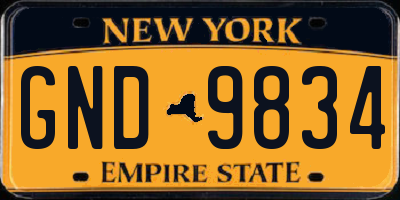NY license plate GND9834