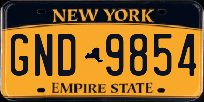 NY license plate GND9854