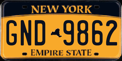 NY license plate GND9862