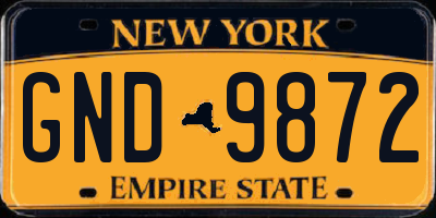 NY license plate GND9872