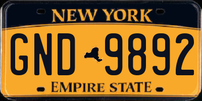 NY license plate GND9892