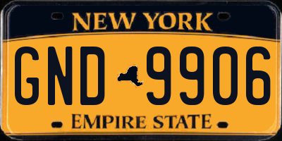 NY license plate GND9906