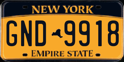 NY license plate GND9918