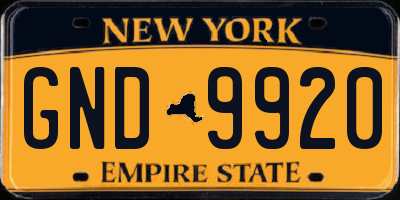 NY license plate GND9920