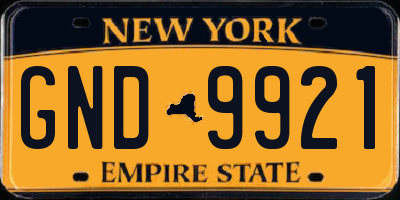 NY license plate GND9921