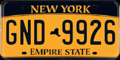 NY license plate GND9926