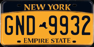 NY license plate GND9932