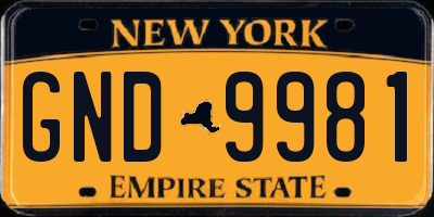 NY license plate GND9981