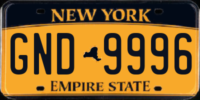 NY license plate GND9996