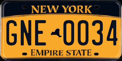 NY license plate GNE0034
