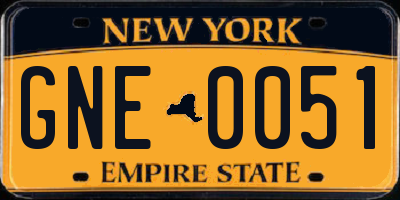 NY license plate GNE0051
