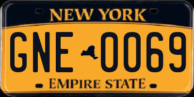 NY license plate GNE0069