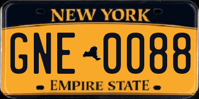 NY license plate GNE0088