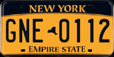 NY license plate GNE0112