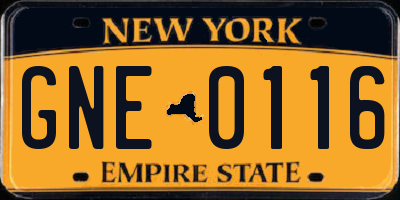 NY license plate GNE0116