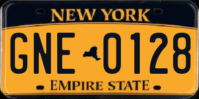 NY license plate GNE0128