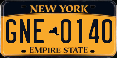 NY license plate GNE0140