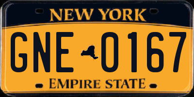 NY license plate GNE0167