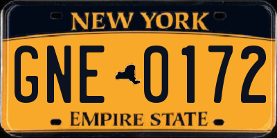 NY license plate GNE0172