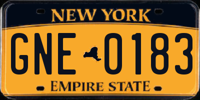 NY license plate GNE0183