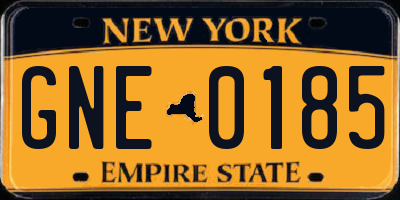 NY license plate GNE0185
