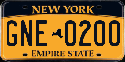 NY license plate GNE0200