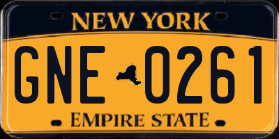 NY license plate GNE0261