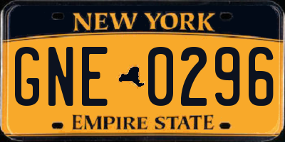 NY license plate GNE0296