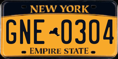 NY license plate GNE0304
